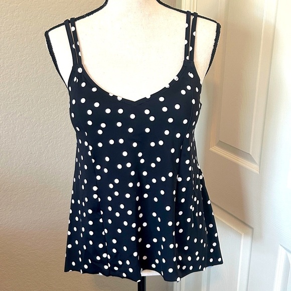 Swim Solutions Other - Swim Solutions Tankini Size 10 Black & White Polka Dots
